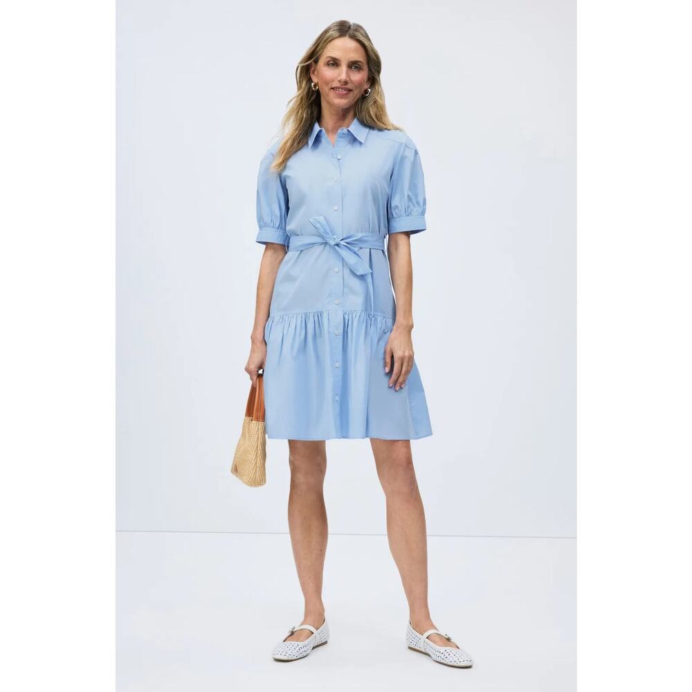 Derek Lam Crosby Luma Mini Shirt Dress Puff Sleeve Coastal Grandma Summer Boho 0 - Picture 2 of 9
